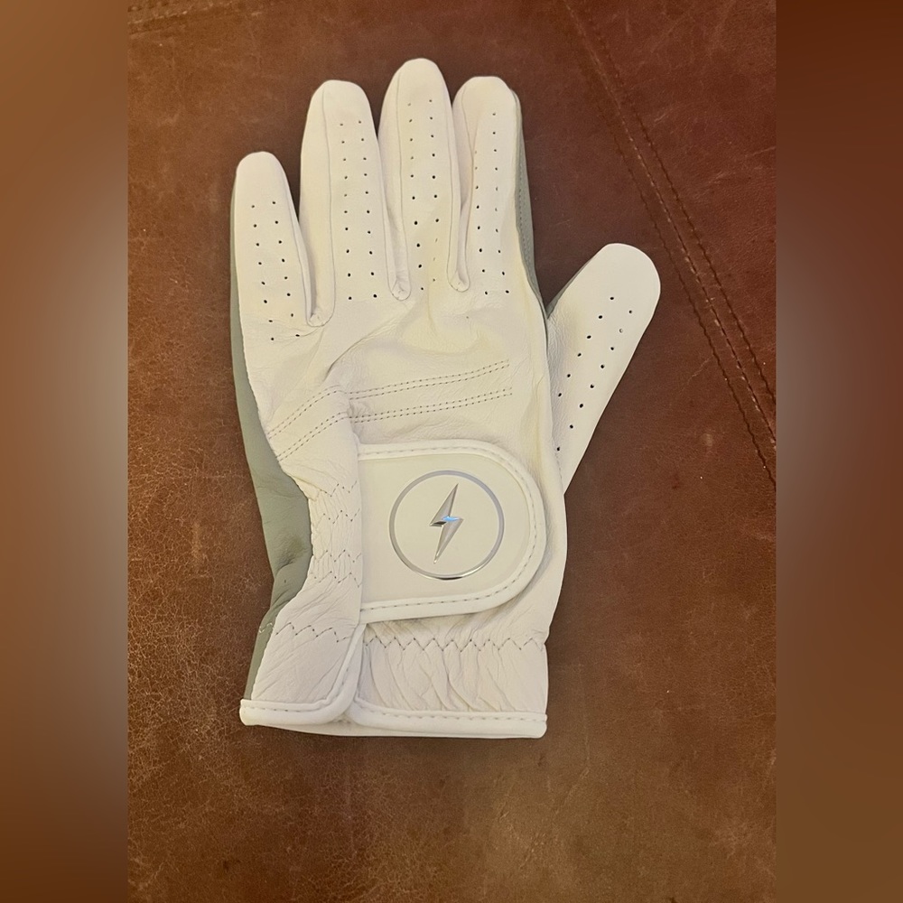 Men’s Bruce Bolt Golf Glove left hand, white and gray.  New-never worn.